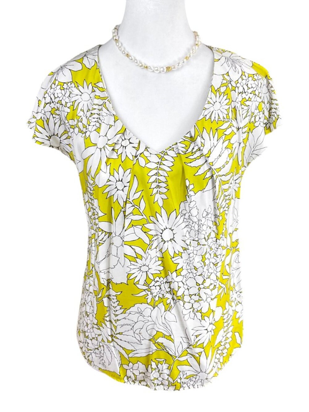 Boden Top Silk Blend Floral Yellow Multi (2)